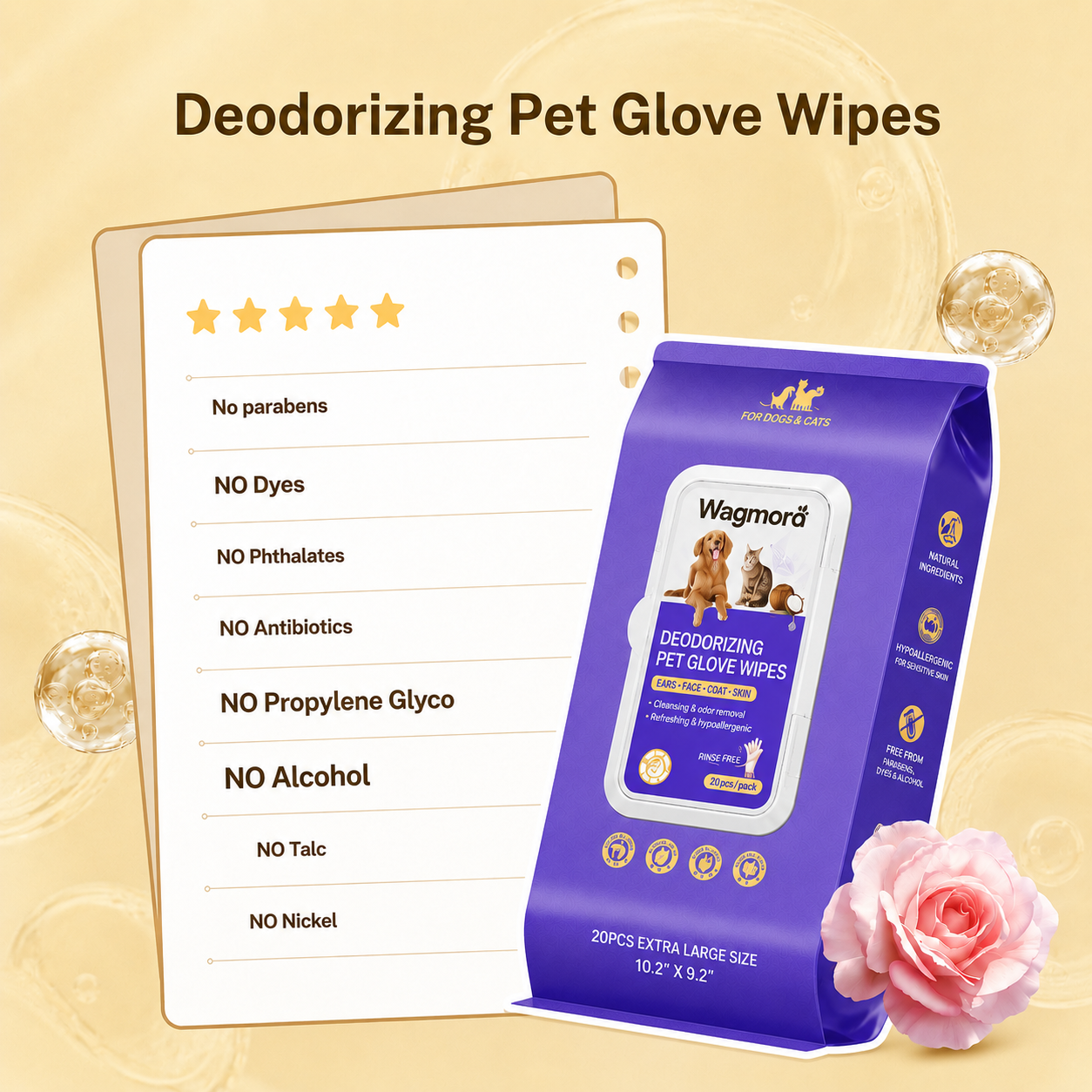 Wagmora Disposable Dog Grooming Wipes